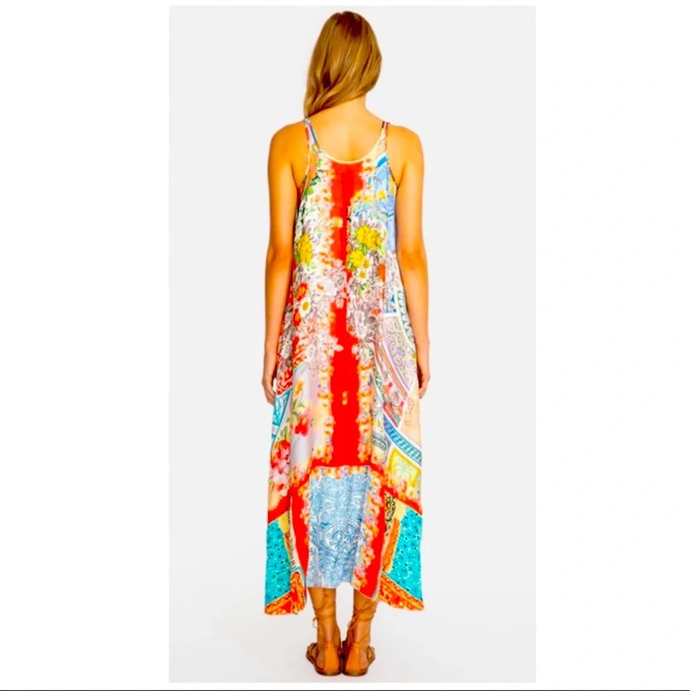 Johnny Was Bright Multicolor Floral Paisley Slip Maxi Dress - Picture 5 of 14